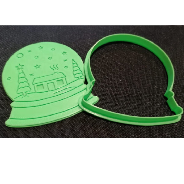 Tagliabiscotti di Natale – Sfera di Vetro Casetta e 2 Alberi di Natale  – Cutter Completo Riverso 9cm