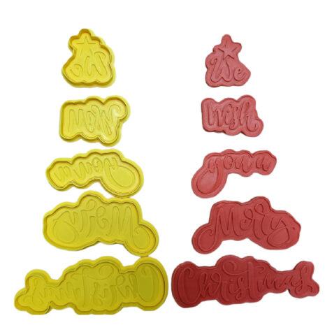 Tagliabiscotti di Natale - Coccarda We wish you a merry christmas - Cutter Completo Riverso  26cm