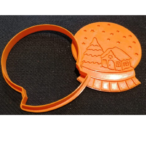 Tagliabiscotti di Natale – Sfera di Vetro Casetta e Albero Innevato  – Cutter Completo Riverso 9cm
