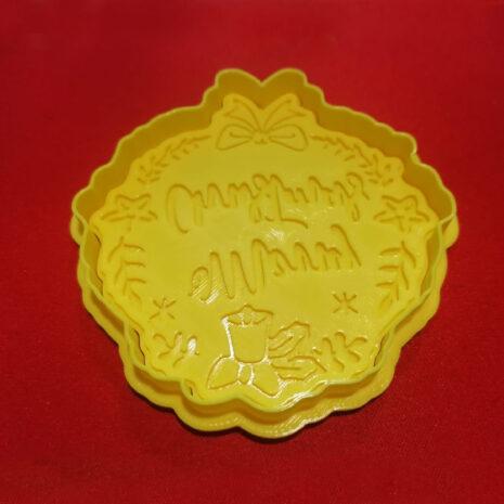 Tagliabiscotti di Natale - Ghirlanda Merry Christmas- Cutter Completo Riverso  9cm