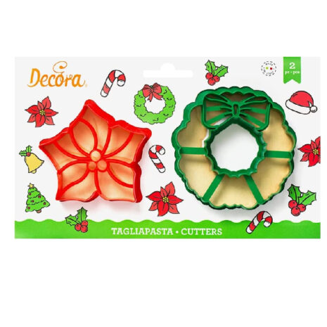 Decora  Set 2 TAGLIAPASTA Ghirlanda E Stella di Natale in PLASTICA 0255038