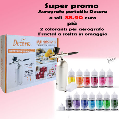 Aerografo portatile Decora + 2 coloranti fractal in omaggio Super Promo