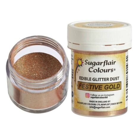 COLORANTE ALIMENTARE IN POLVERE FESTIVE GOLD PERLATO METALIZZATO 10G SUGARFLAIR EDIBLE GLITTER GOLD