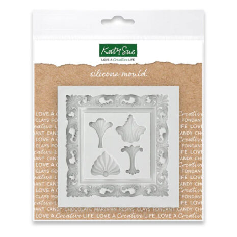 Stampo in silicone alimentare forma cornice con ghirigori vintage - Katy Sue