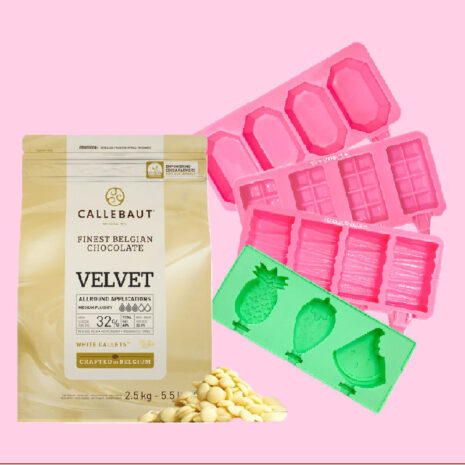 2 stampi in silicone per gelati +500 g cioccolato bianco SUPER PROMO