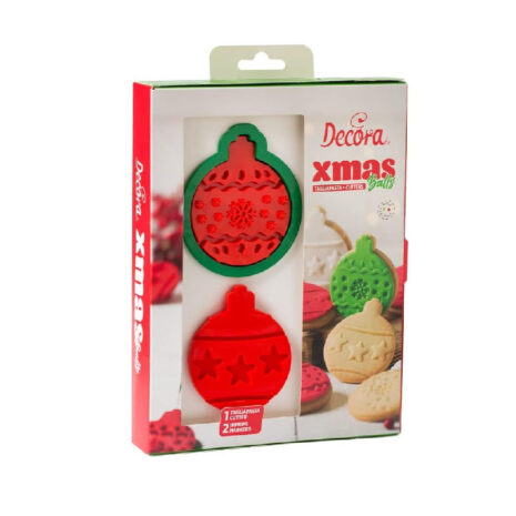 Decora 0255039 Set 3 PZ TAGLIAPASTA E MARCATORI Palline Natalizie in PLASTICA
