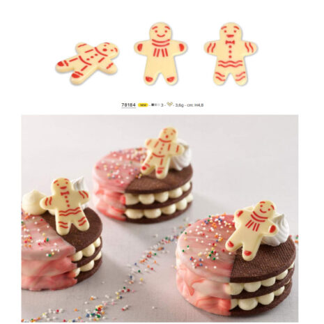 Modecor Decorazioni di Cioccolato Bianco- Kit 3pz Natale Ginger Bread di cioccolato