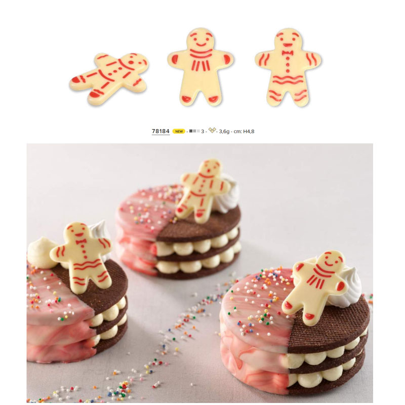 Modecor Decorazioni di Cioccolato Bianco- Kit 3pz Natale Ginger Bread di cioccolato