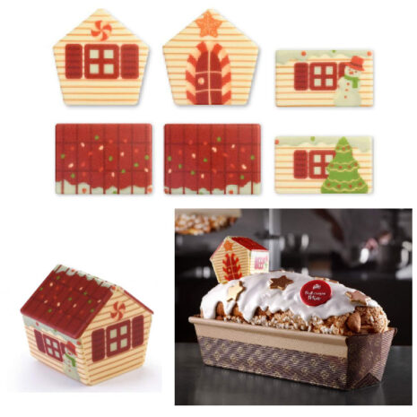 Modecor Decorazioni di Cioccolato Bianco- Casetta di Natale ideale per tronchetti e non solo 2x5cm