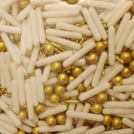 Decorazioni di Zucchero Sprinkles 100g holly bianco e oro perls