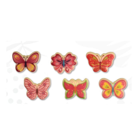 Modecor Decorazioni di Cioccolato Bianco 6 Farfalline Assortite ⌀2,3cm