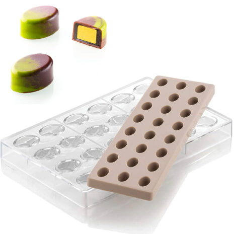 Silikomart - KIT OVALE 01 - CH014 STAMPO IN TRITAN 33 X 23 H 15 MM + ICH014 STAMPO IN SILICONE N. 24