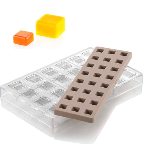 Silikomart - KIT QUADRO 01 - CH015 TRITAN MOULD 25 X 25 H 15 MM + ICH015 SILICONE MOULD N. 24