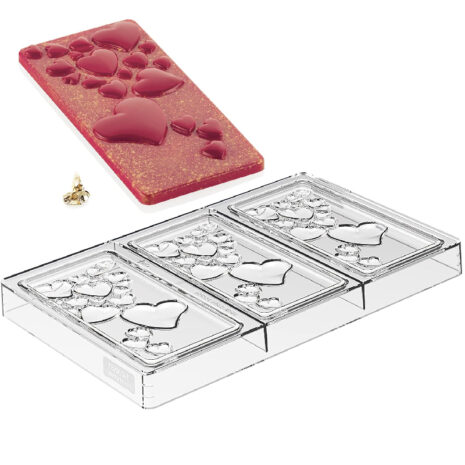 Silikomart Tesoro T Stampo per Tavolette di Cioccolato con Cuori in Tritan
