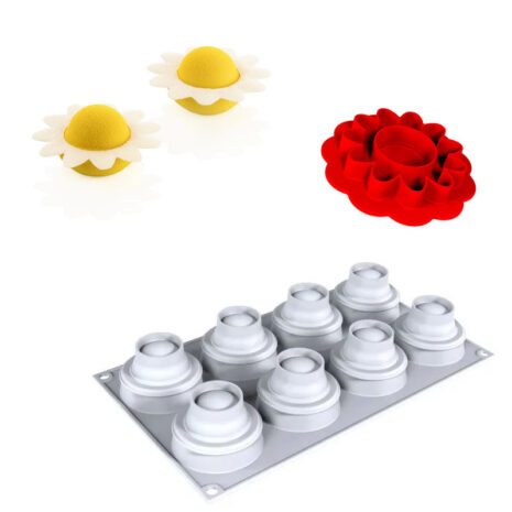 Stampo In Silicone  Daisy 60 8 Impronte Ø6,4cm H1,1cm + Cutter Silikomart