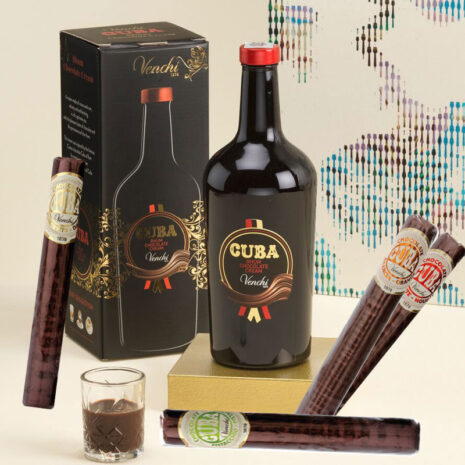 Idea regalo Festa del Papà  Botiglia Liquore al Cioccolato e rhum abbianto ad un sigaro di cioccolato a scelta