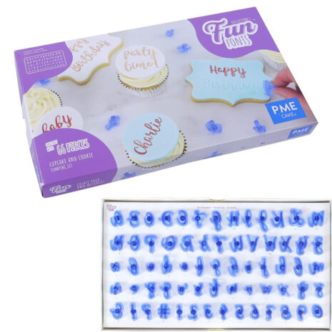 PME Collection 1 Fun Fonts-Set di stampaggio per Cupcake e Biscotti, Collezione 1