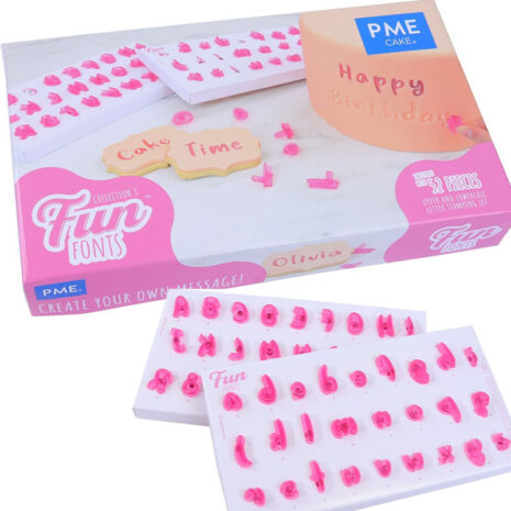PME Fun Fonts - Alfabeto con Lettere Maiuscole e Minuscole per Cake Design, Set di 52 Pezzi, Collezione 3
