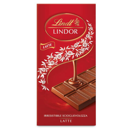 Lindt Lindor Tavoletta di Cioccolato Al Latte con Ripieno, Confezione da 100g