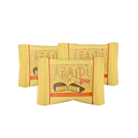 Araldi allo Strega Alberti – Torrone farcito al pan di Spagna e Liquore Strega Sacchetto 250 g ricoperto di cioccolato fondente