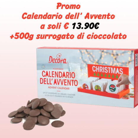 Decora 0890051 Set Calendario Dell' Avvento 75 Pz Promozione +500g surrogato di cioccolato al latte