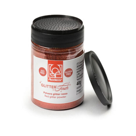 Glitter Alimentare Rosso Modecor Glitter Touch 40g – Polvere Brillante Commestibile per Decorazioni