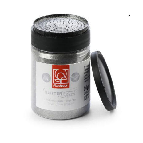 Glitter Alimentare Argento Modecor Glitter Touch 30g – Polvere Brillante Commestibile per Decorazioni