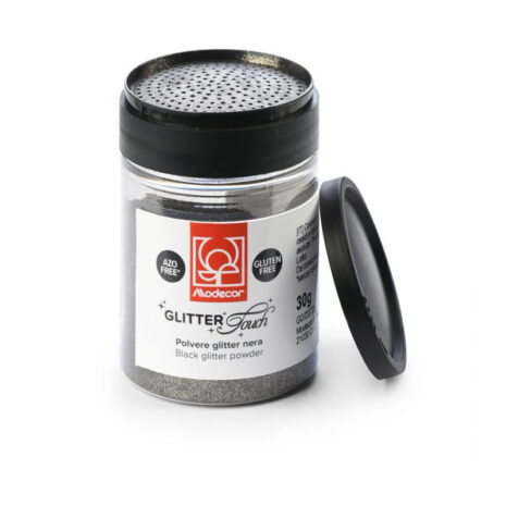 Glitter Alimentare Nero Modecor Glitter Touch 30g – Polvere Brillante Commestibile per Decorazioni