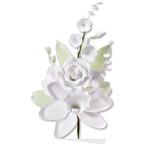 Modecor Ramo Orchidea e Rosa Decorazioni Floreali Bianca h 19