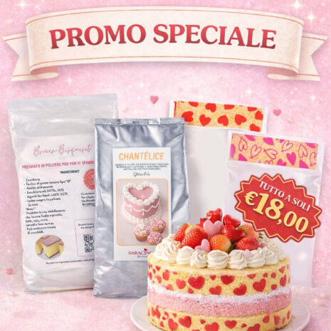 Kit Promo Speciale Pan di Spagna + Chantélice Saracino + Transfer Modecor Cuoricini – Set Completo per Torte Perfette