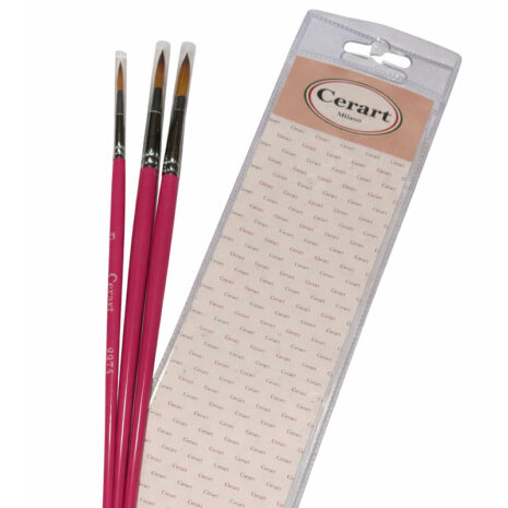Cerart Kit Pennelli Sintetici a Puntae Manico Rosa PRO N° 3 – 5 – 7