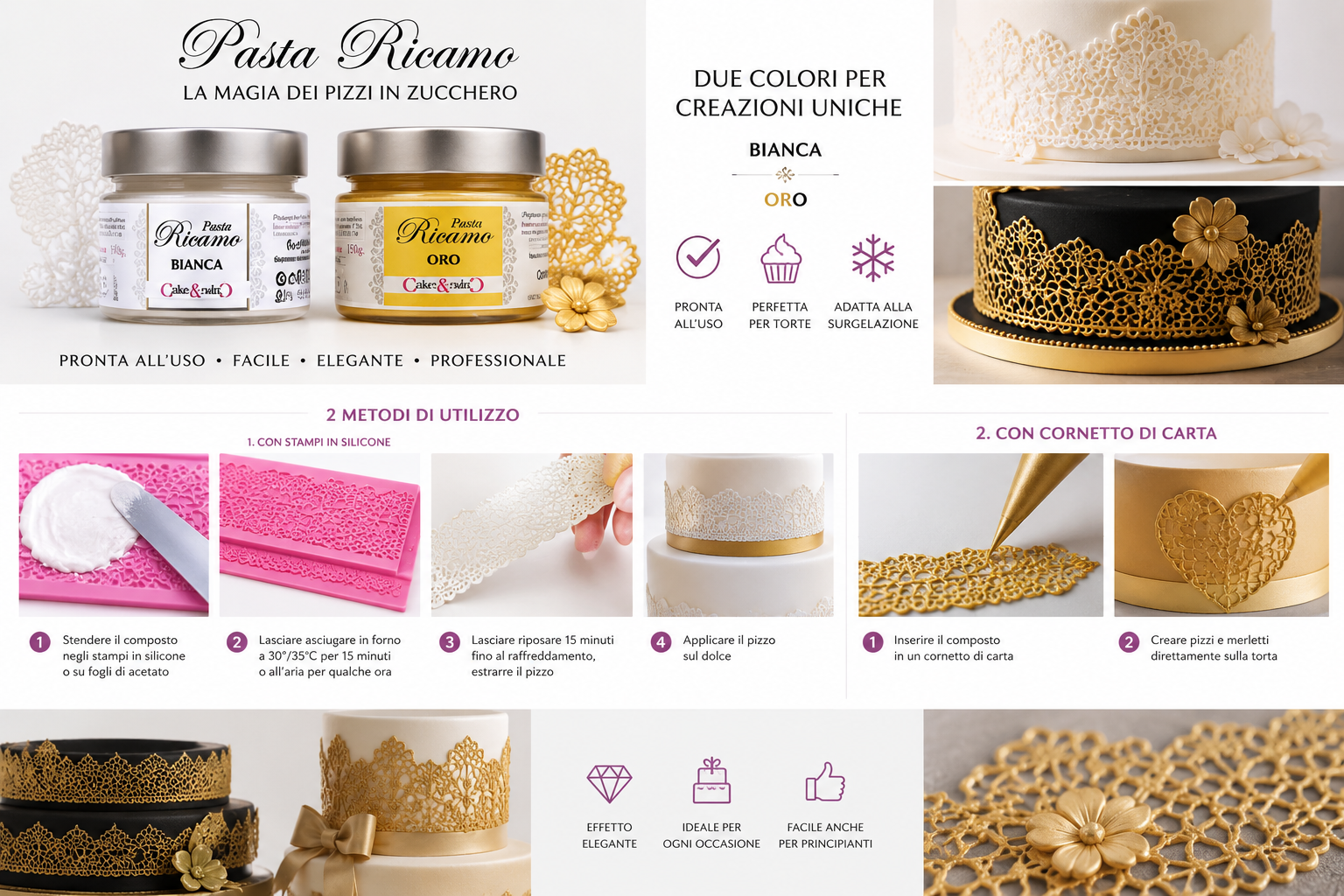 Pasta Ricamo Bianca Cake Design Lovers 150g per Pizzi e Merletti - immagine 2