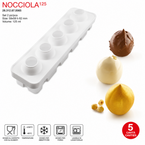 NOCCIOLA 125 Silikomart stampo in silicone 5 cavità per monoporzioni realistiche