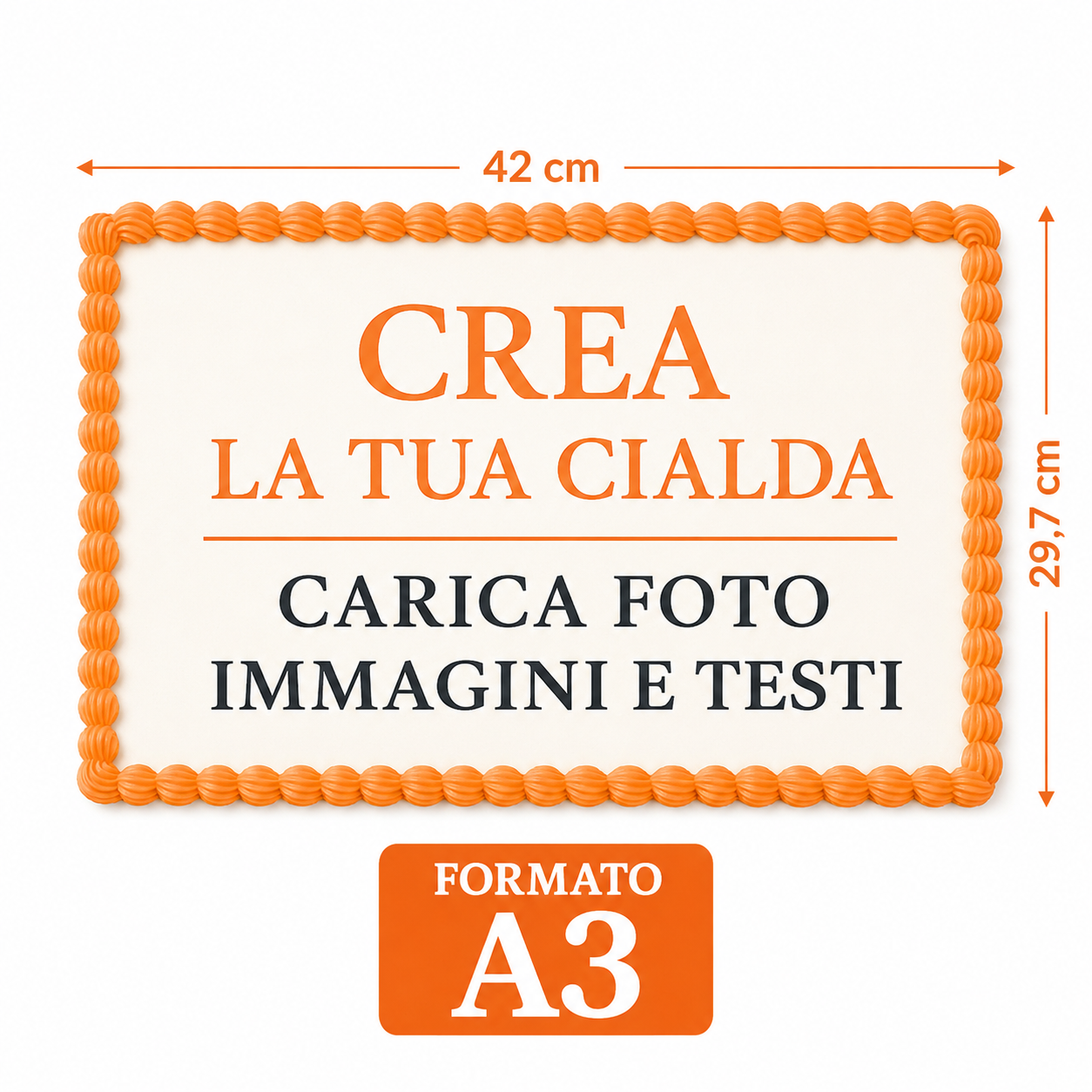 Cialda per Torte in Fibra Vegetale Personalizzata A3 30x40 cm | Stampa Alimentare Senza Glutine