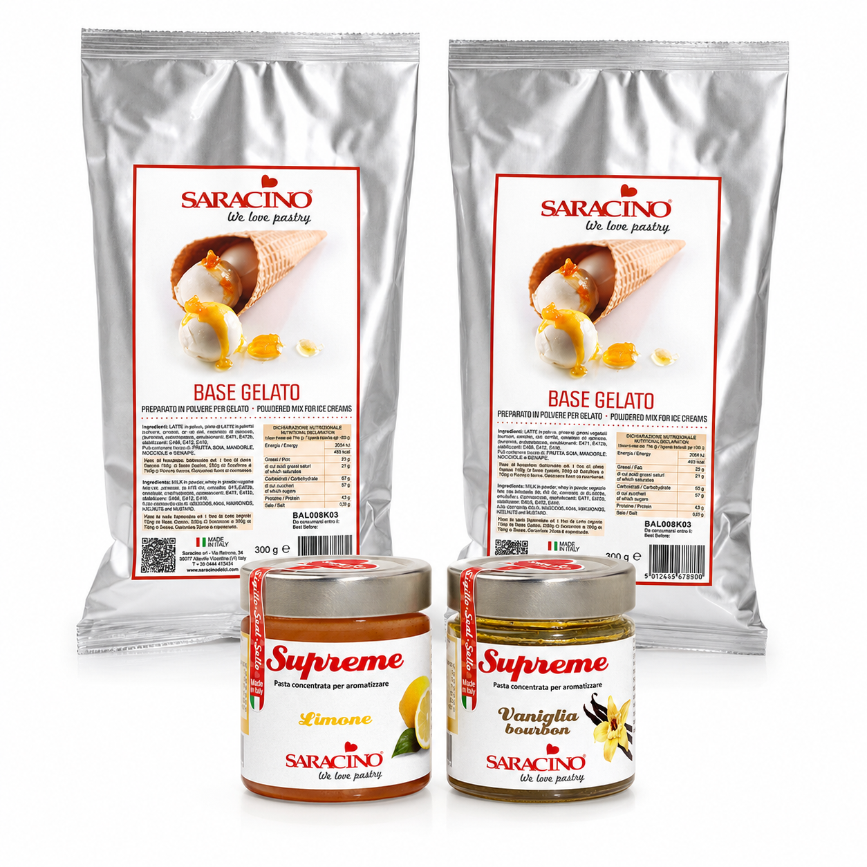 Promo Kit Gelato Saracino: 2 Basi + Supreme Vaniglia e Limone