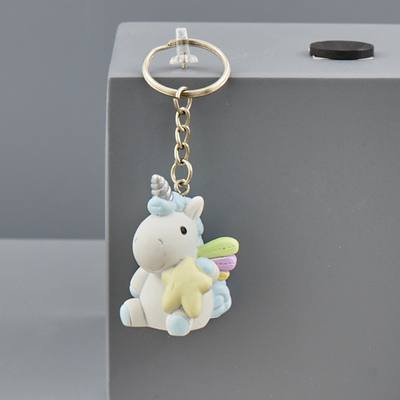 Portachiavi Unicorno Arcobaleno Celeste – Kit da 12 pezzi