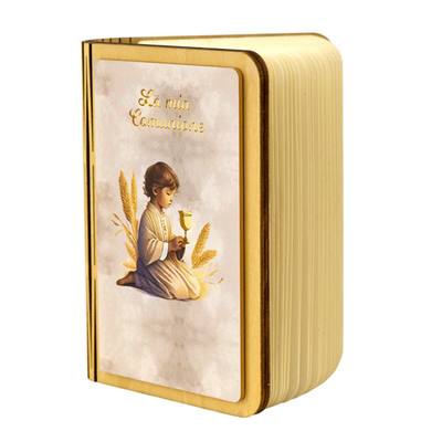Bomboniera Comunione Oro Bimbo Lampada Libro Grande - Kit 6 pezzi