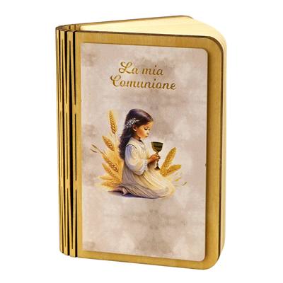Bomboniera Comunione Oro Bimba Lampada Libro Piccola - Kit 6 pezzi