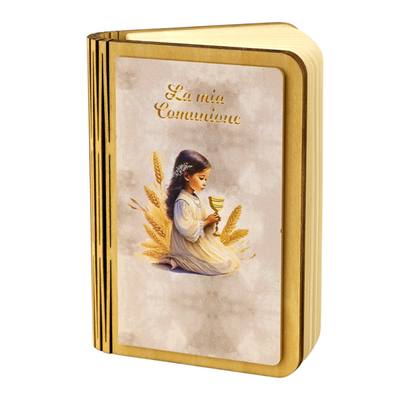Bomboniera Comunione Oro Bimba Lampada Libro Grande - Kit 6 pezzi