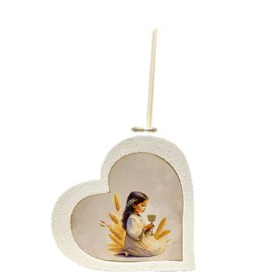 Bomboniera Comunione Oro Bimba Profumatore LED Cuore Resina - Kit 6 pezzi